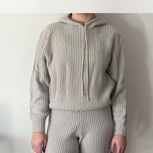 Women's Cream Hooded Sweater and Sweat Pant Set